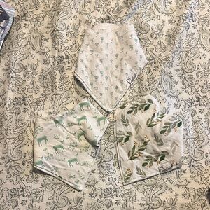 Copper Pearl Baby Bibs - Green and White